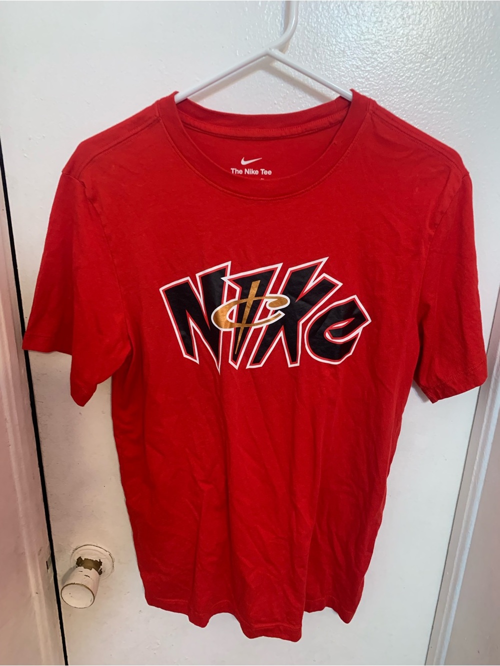 Nike Red Short-Sleeve Graphic Tee with Black & Gold Accents